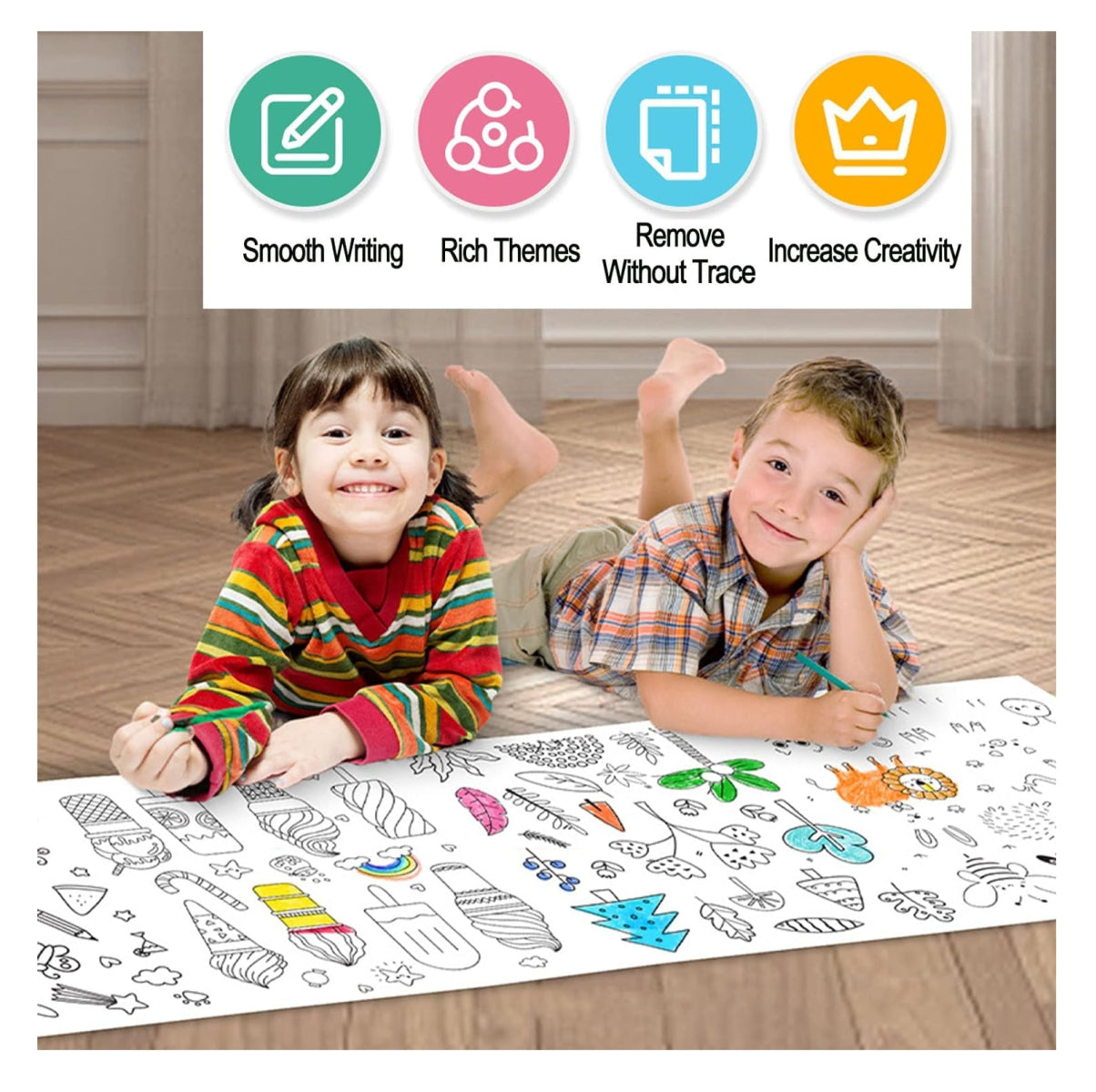 🎨 SET DE ARTE INFANTIL 208 PIEZAS + ROLLO DE DIBUJO