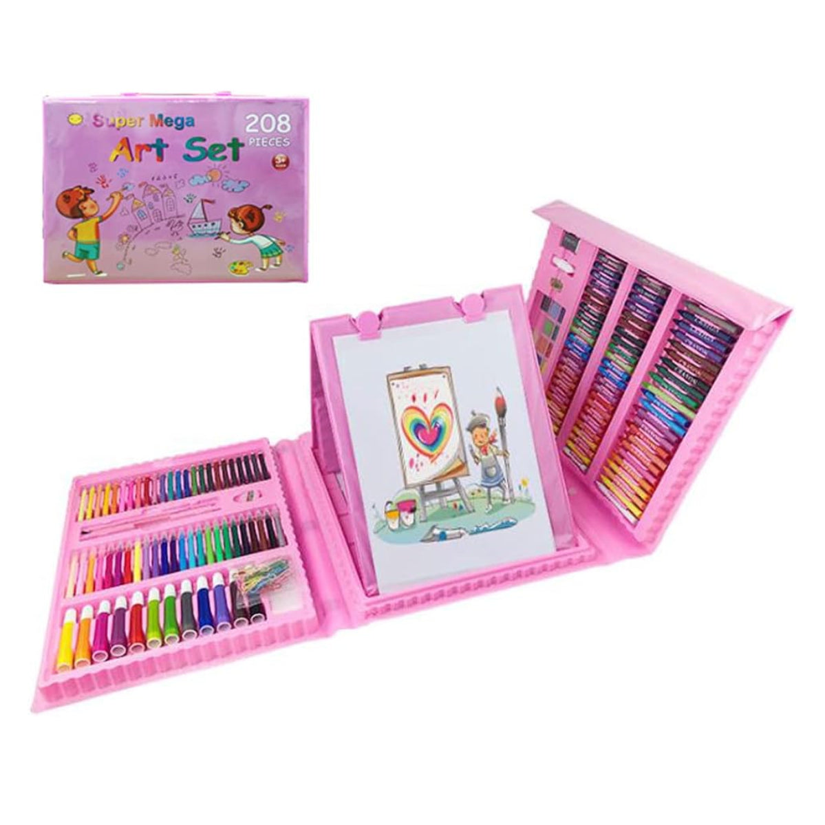 🎨 SET DE ARTE INFANTIL 208 PIEZAS + ROLLO DE DIBUJO